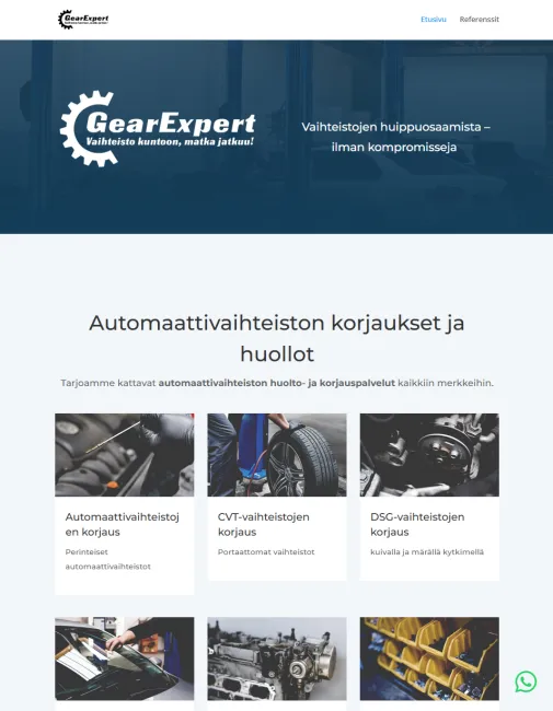 Näyttökuva Gear Expert -verkkosivuista